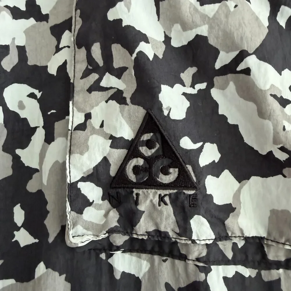 Nike ACG‎ Woven Overalls Mens Large Black White Gray Camo Print AOP CI0417-010